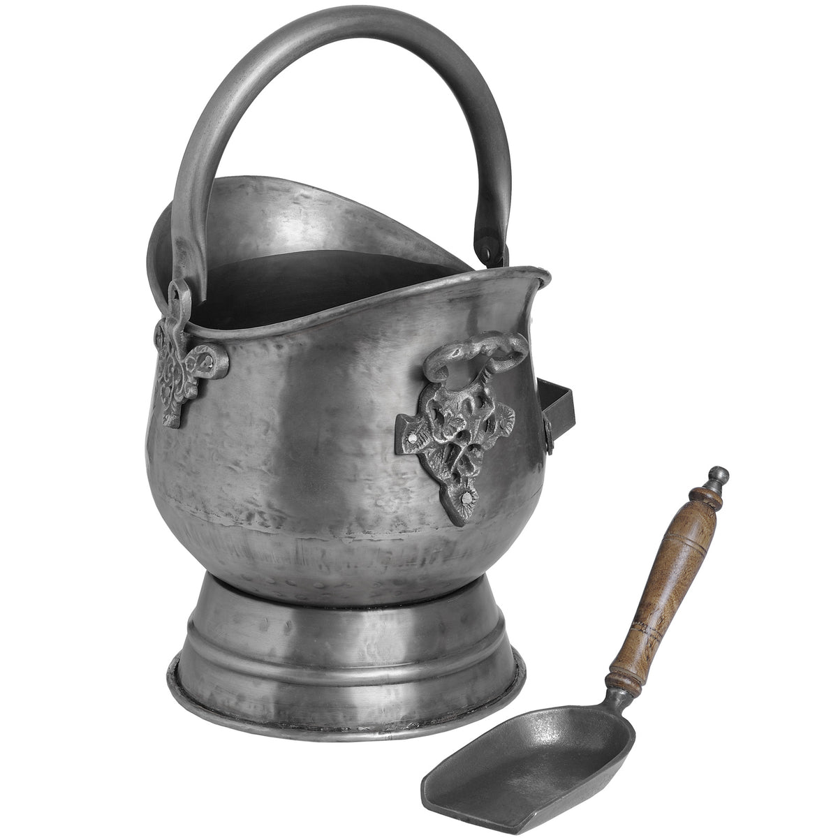 Espley Antique Pewter Coal Bucket with Shovel