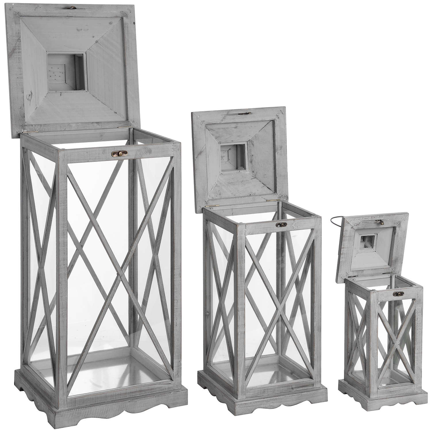 Bardon Wooden Cross-Section Lanterns Set
