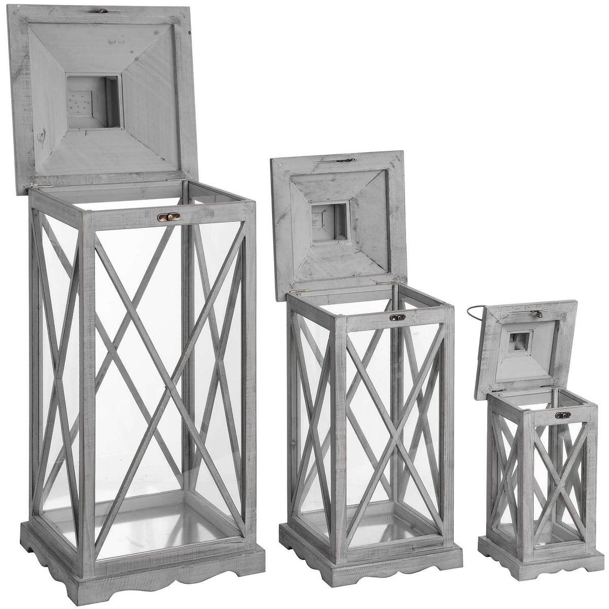 Bardon Wooden Cross-Section Lanterns Set