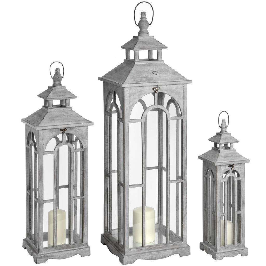 Haydon Wooden Archway Lanterns Set
