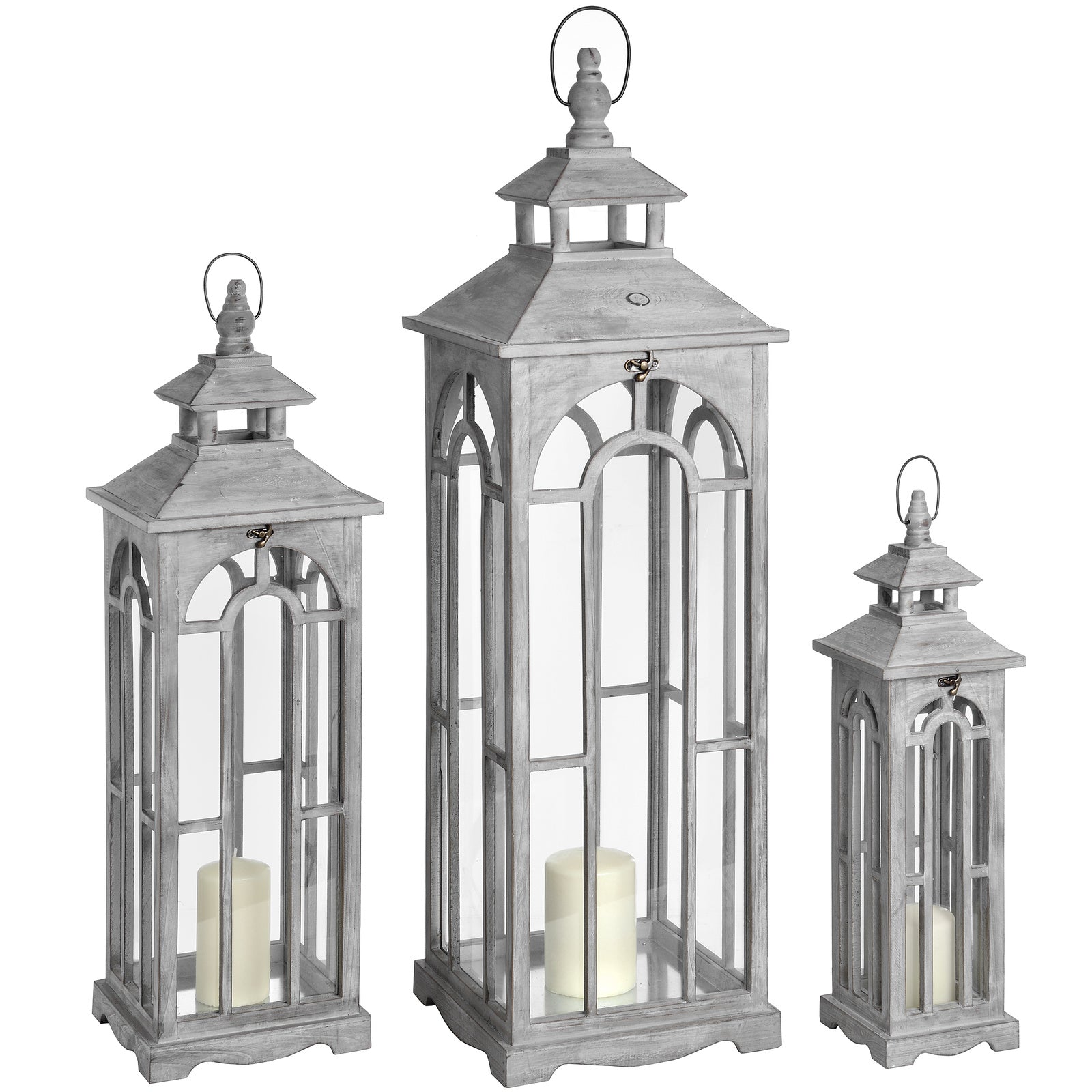 Haydon Wooden Archway Lanterns Set