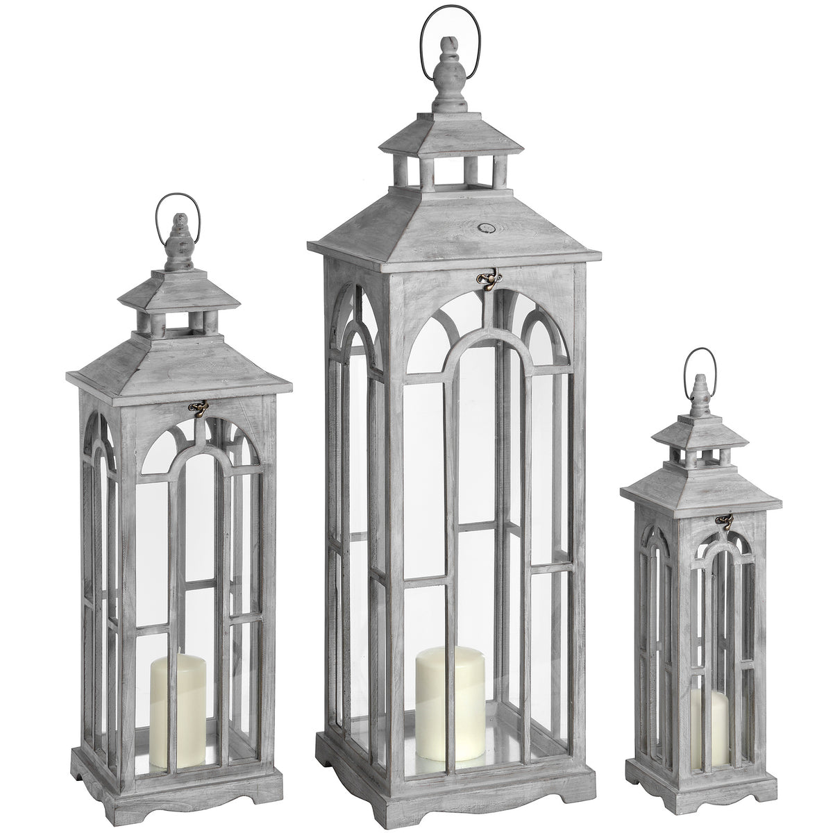 Haydon Wooden Archway Lanterns Set