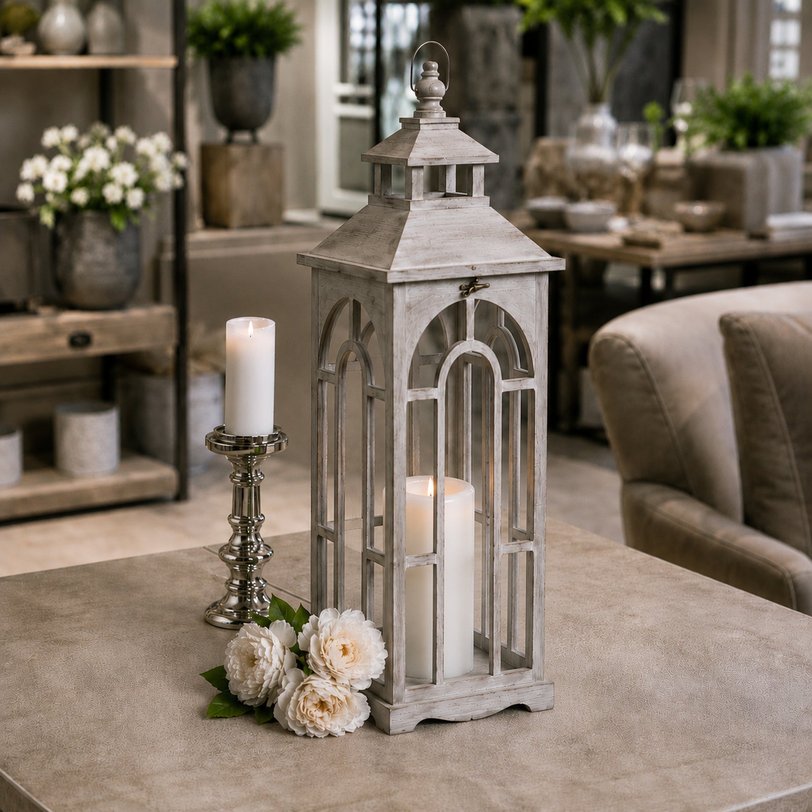 Haydon Wooden Archway Lanterns Set
