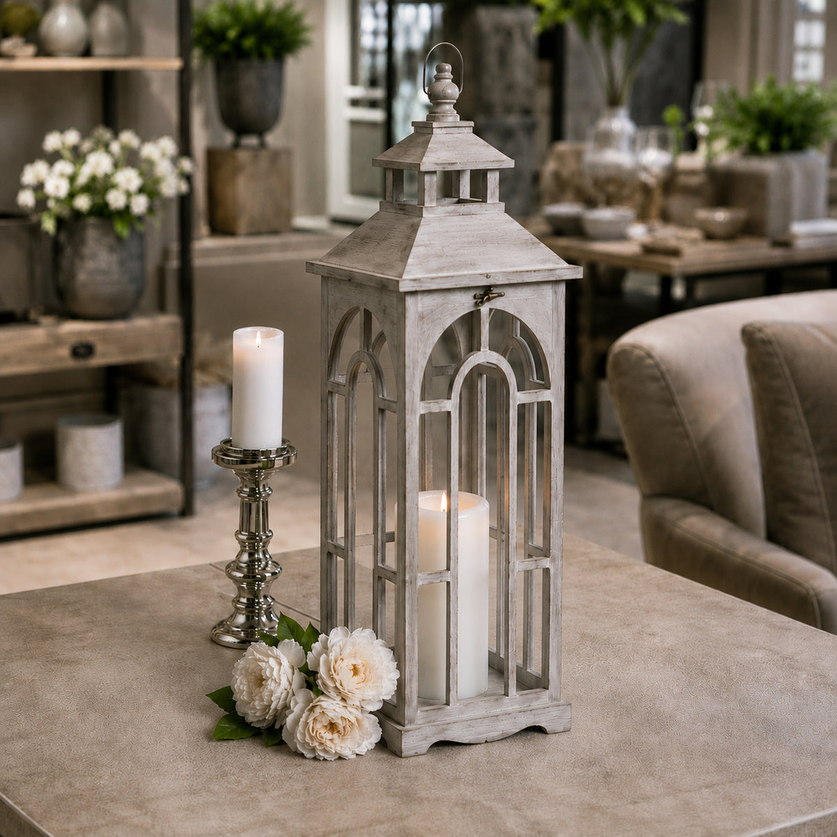 Haydon Wooden Archway Lanterns Set