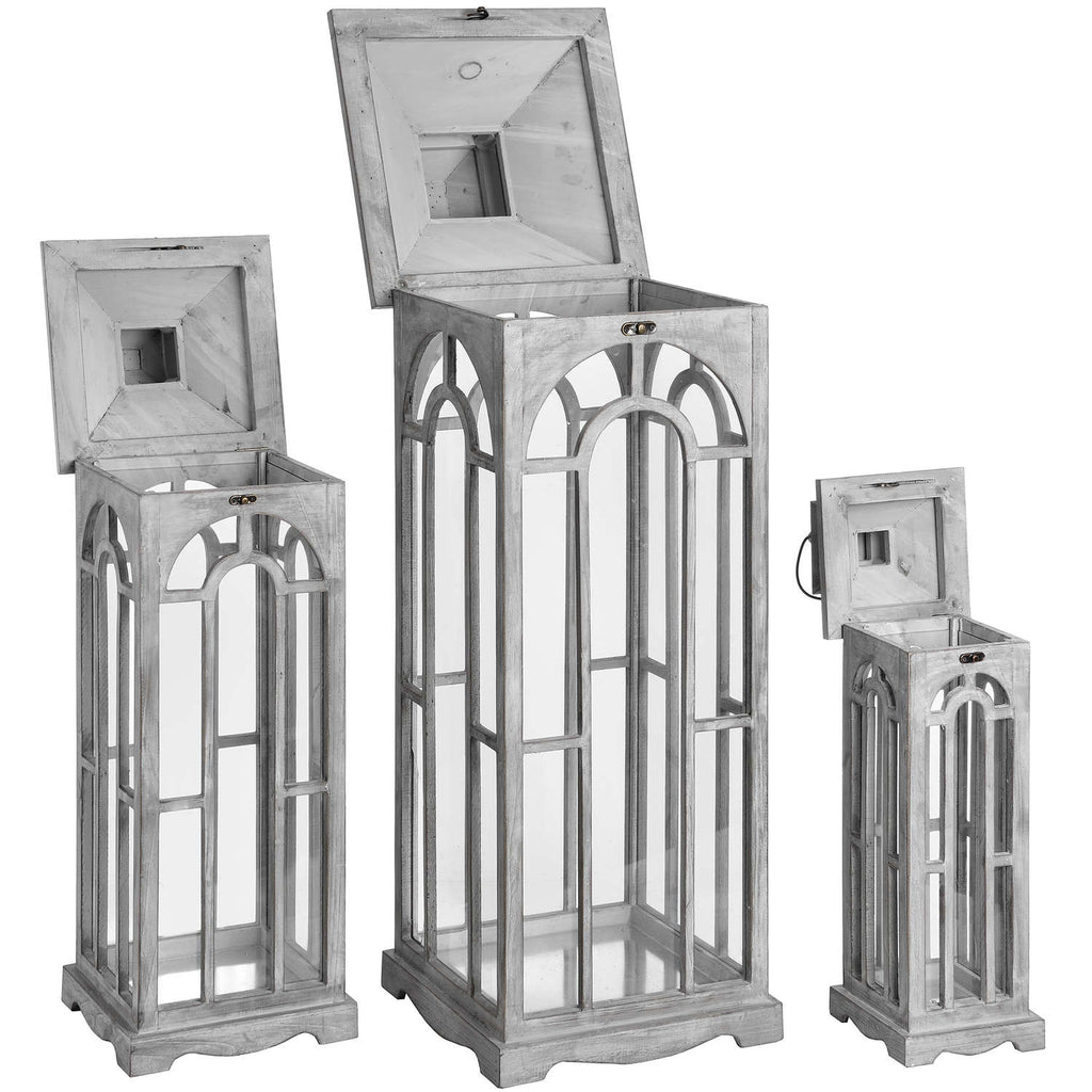 Haydon Wooden Archway Lanterns Set