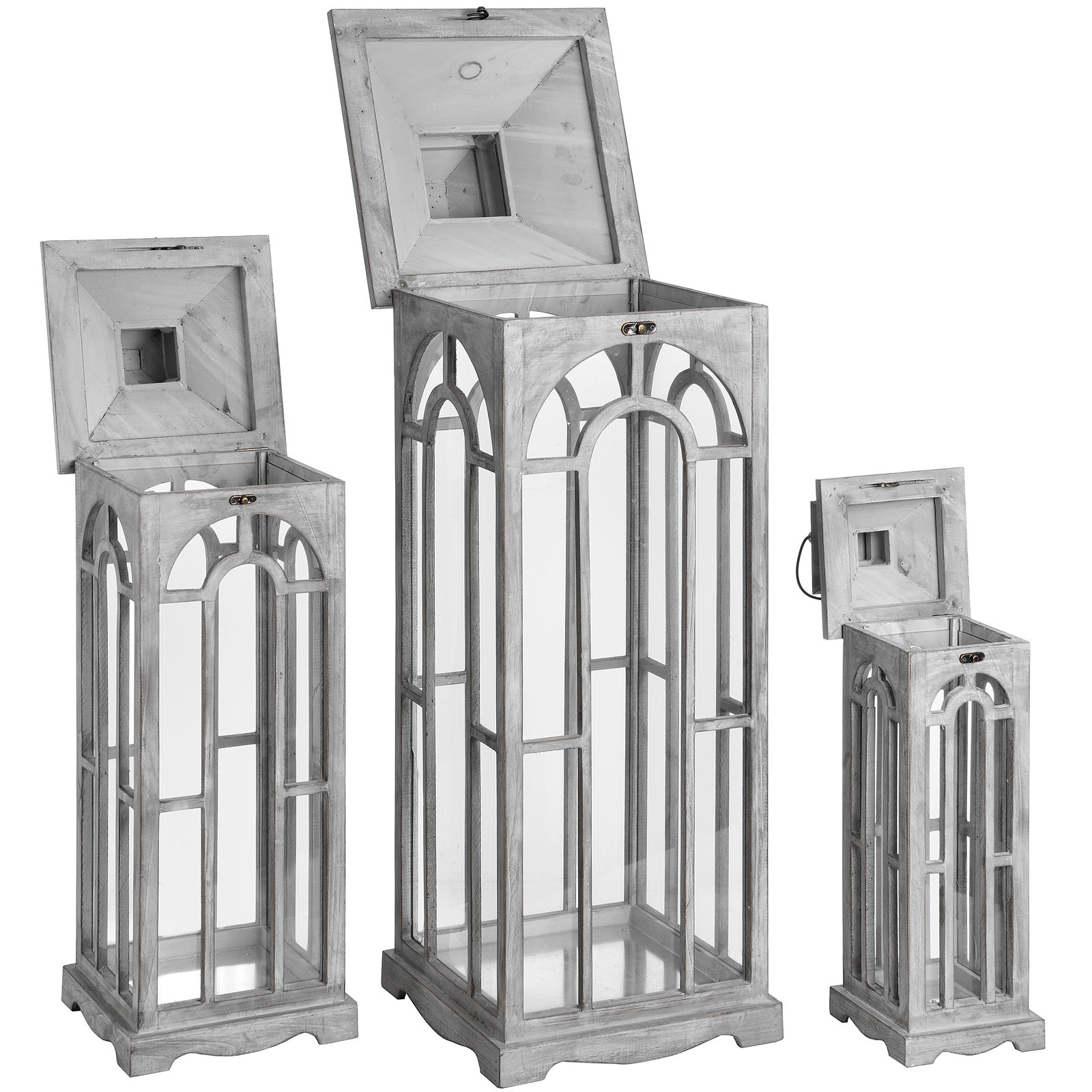 Haydon Wooden Archway Lanterns Set