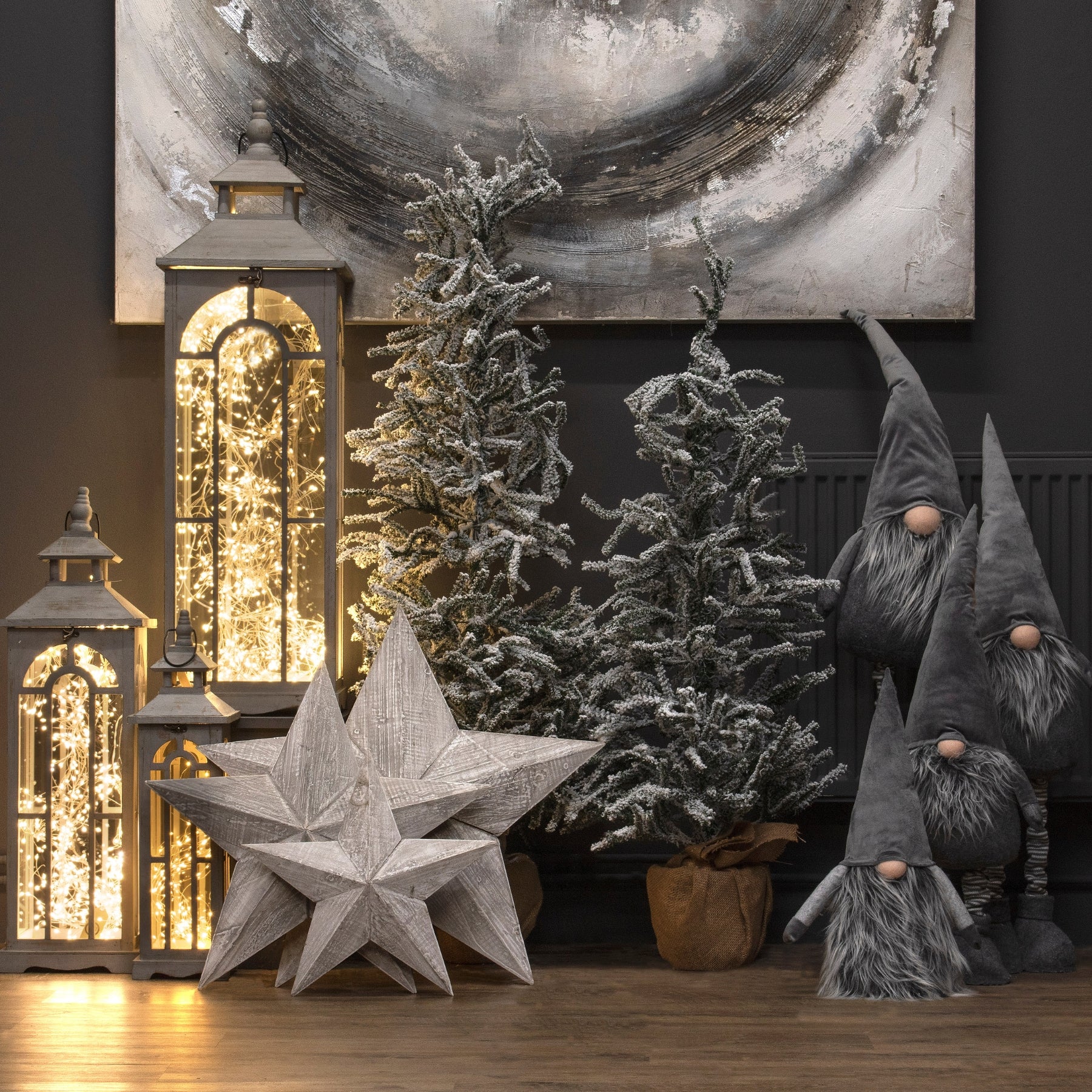 Haydon Wooden Archway Lanterns Set