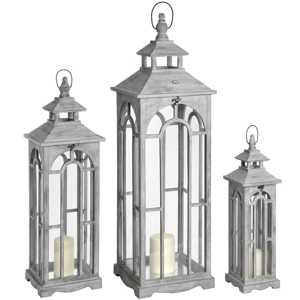 Haydon Wooden Archway Lanterns Set