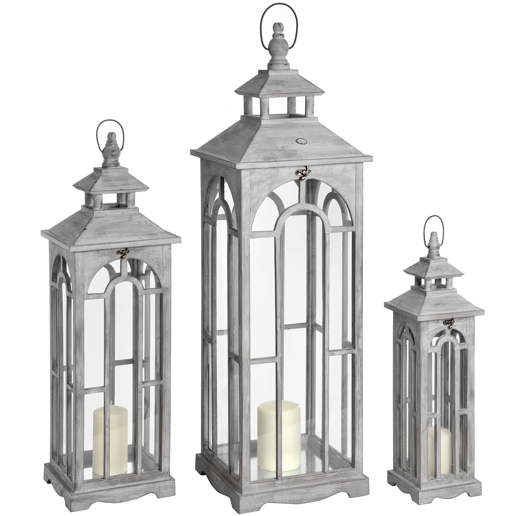 Haydon Wooden Archway Lanterns Set