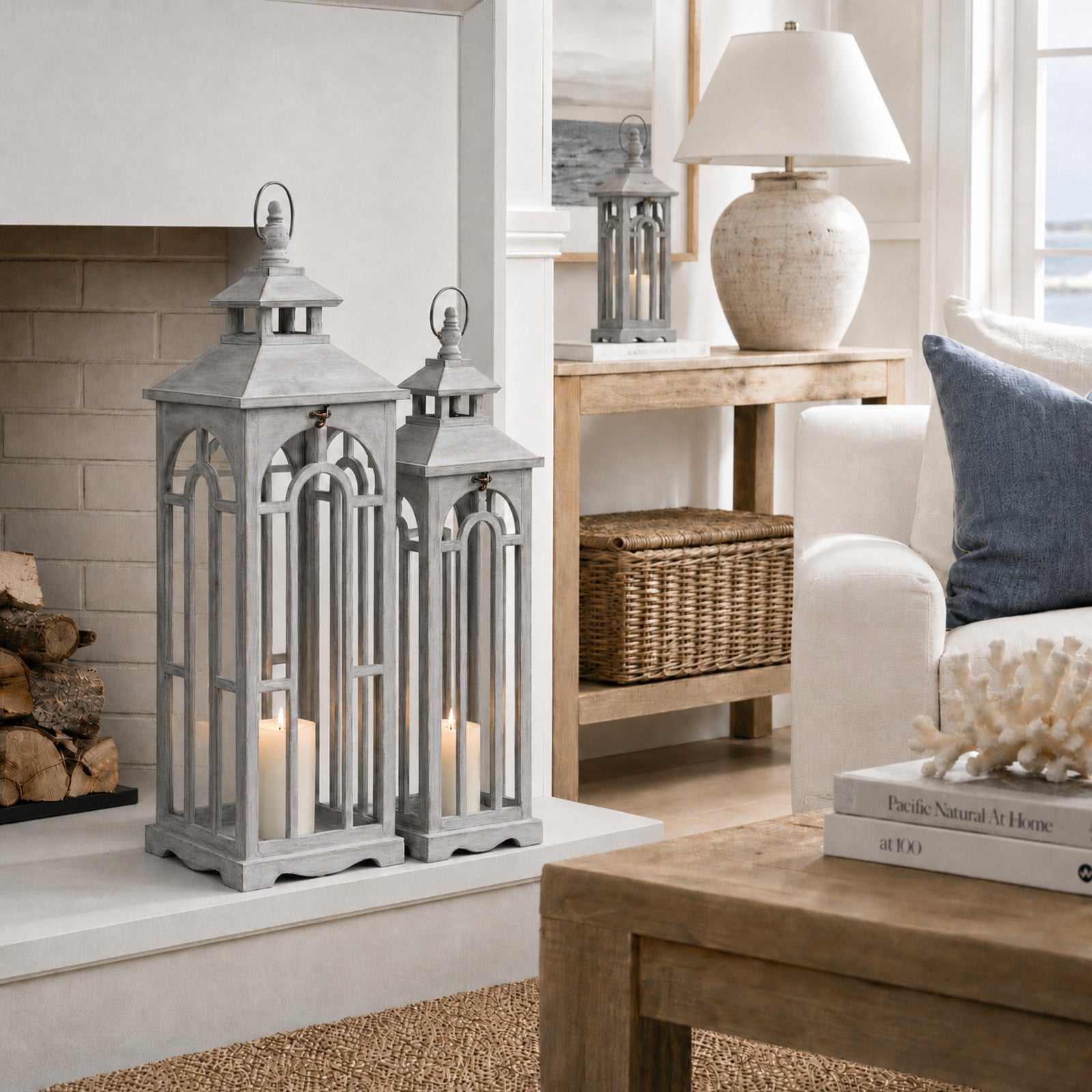 Haydon Wooden Archway Lanterns Set