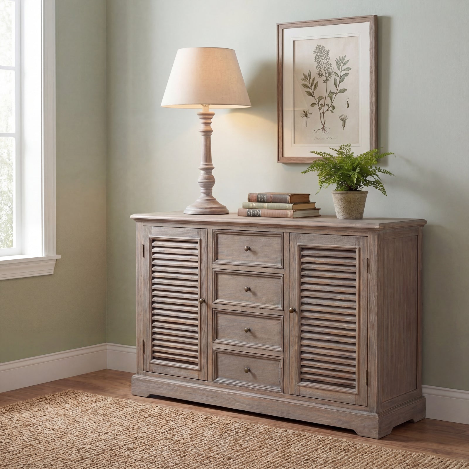 Seaton Grey-Washed Wood Table Lamp