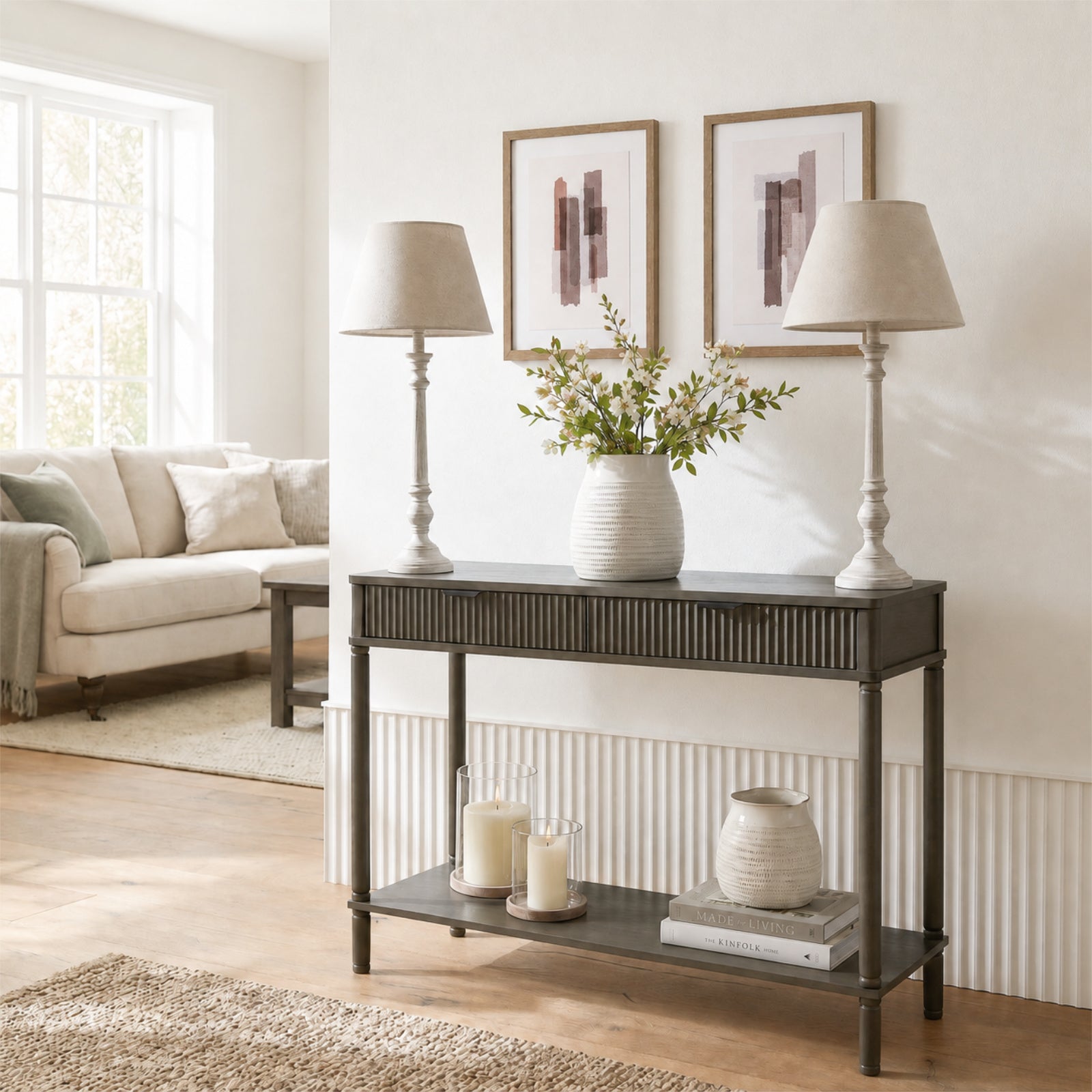 Seaton Grey-Washed Wood Table Lamp
