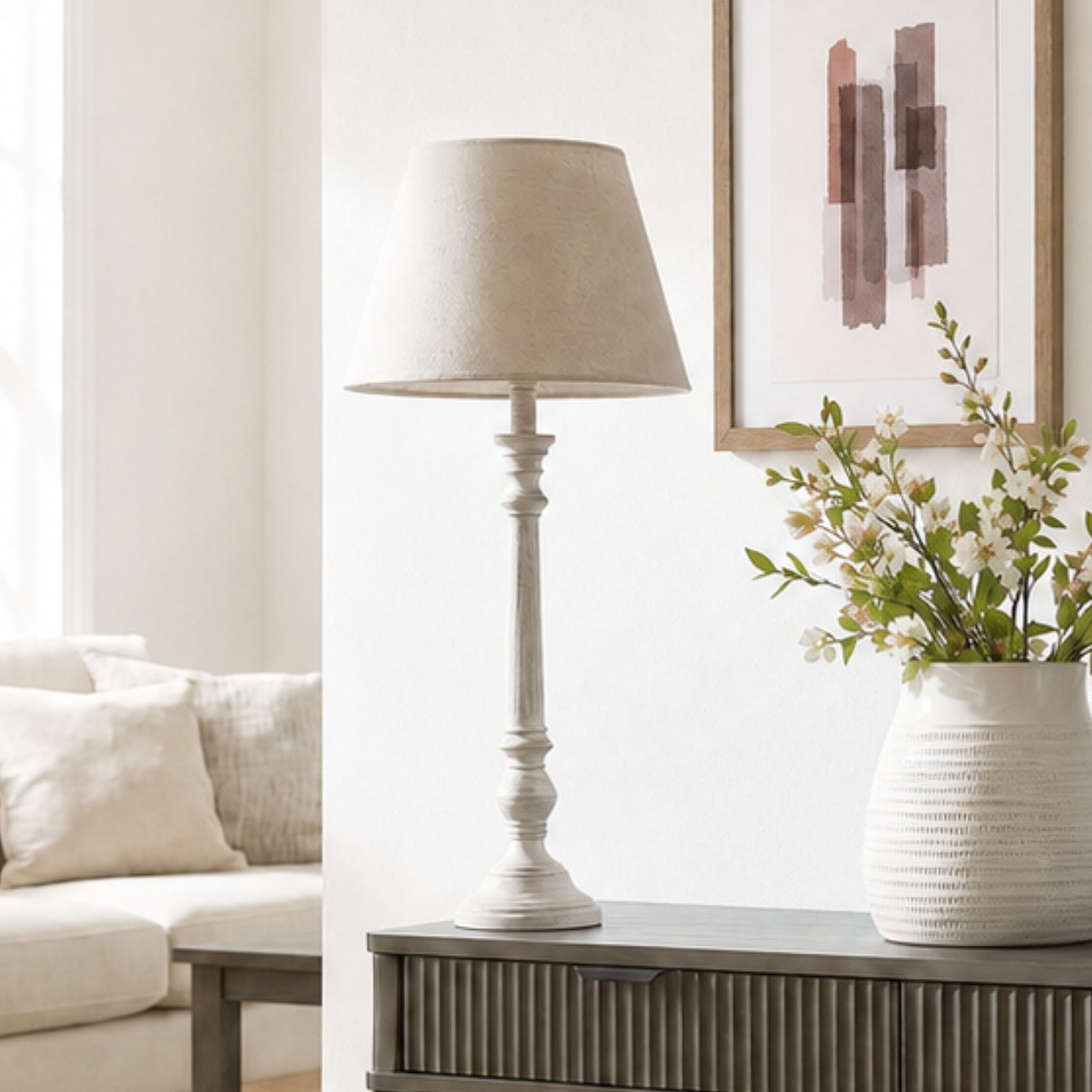 Seaton Grey-Washed Wood Table Lamp
