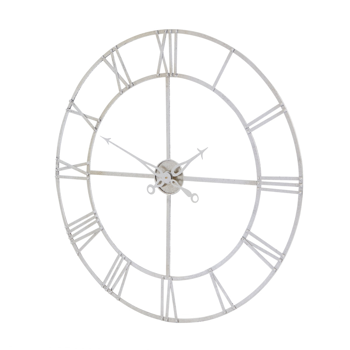 Newbrough Large Silver Skeleton Wall Clock