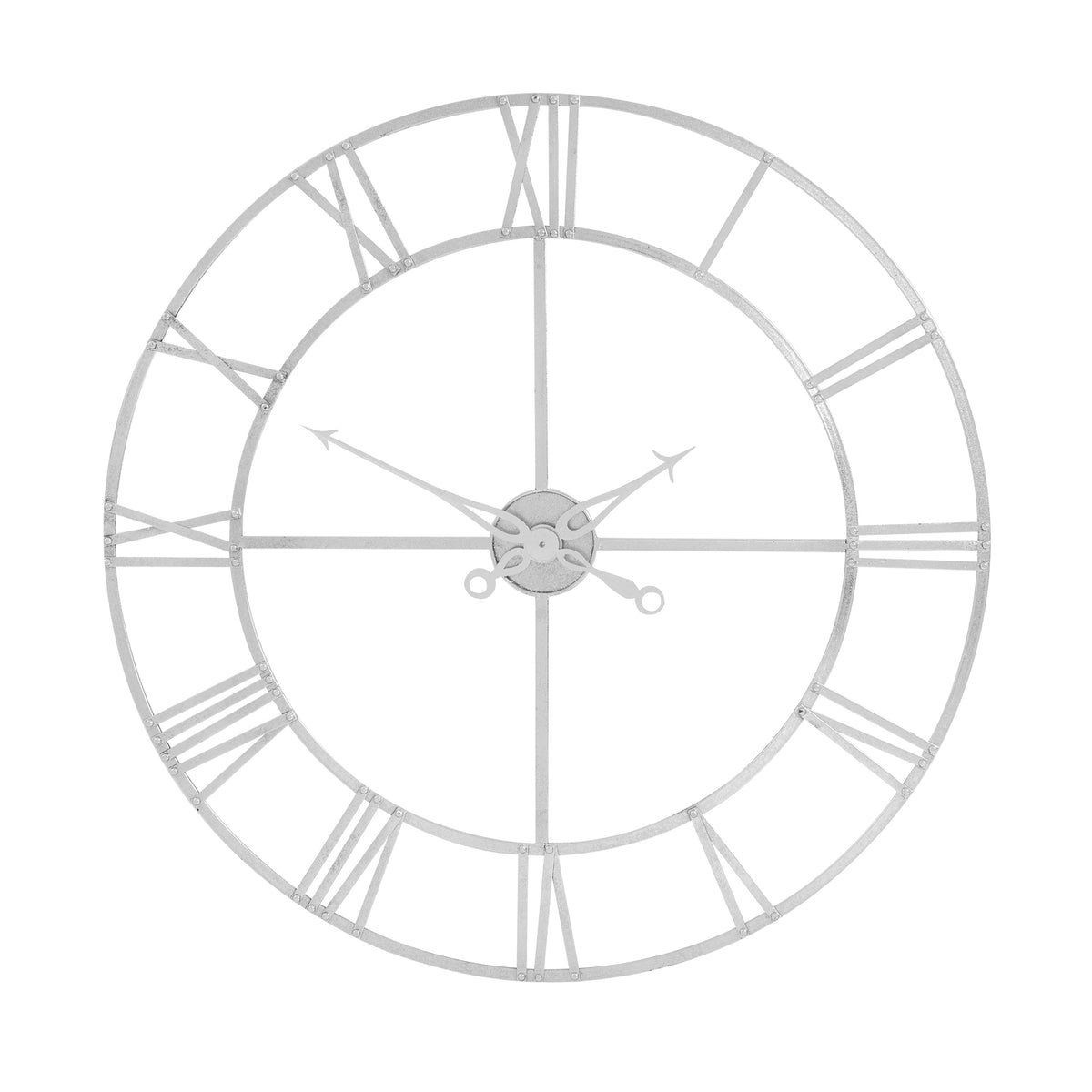 Newbrough Large Silver Skeleton Wall Clock