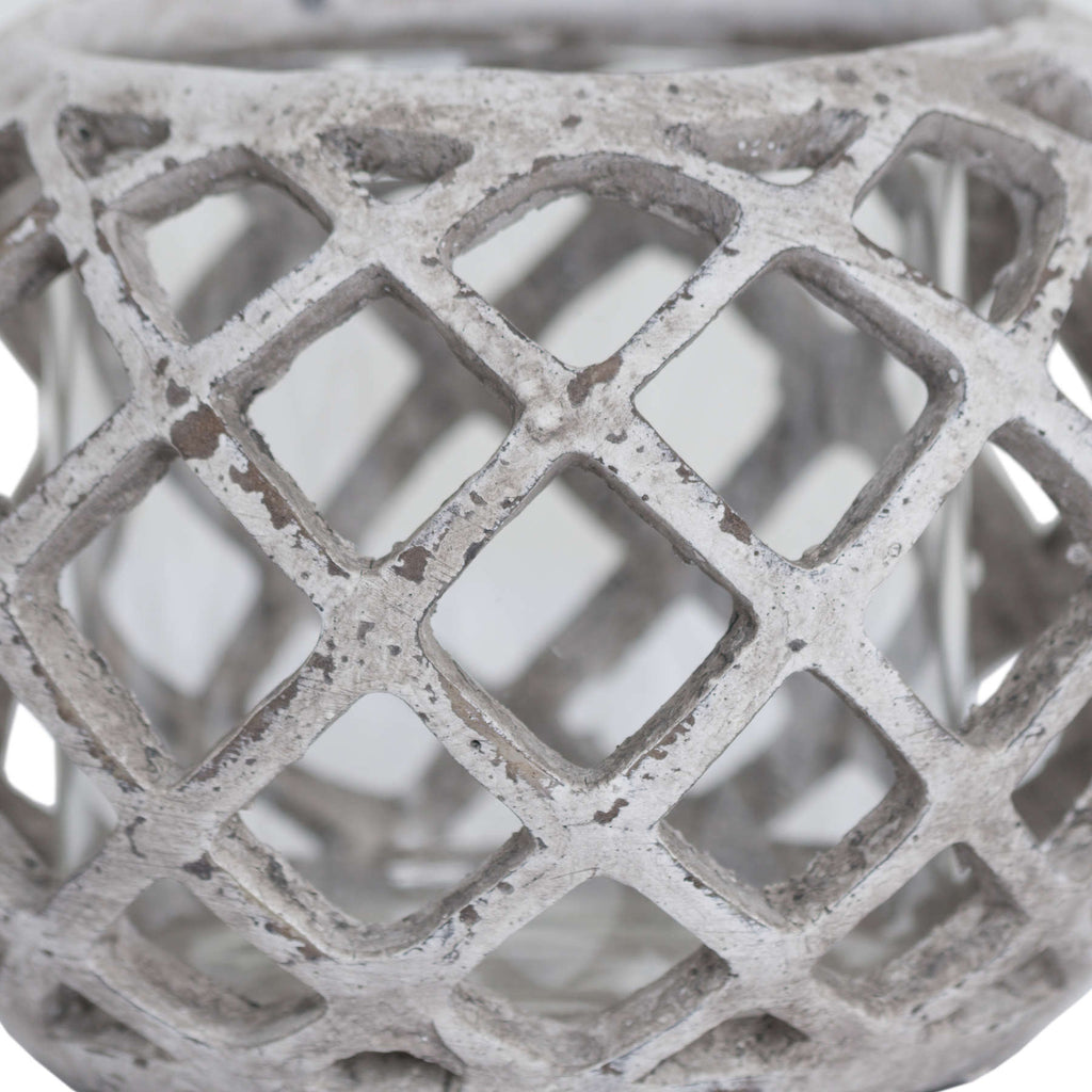 Walwick Large Round Ceramic Lattice Lantern