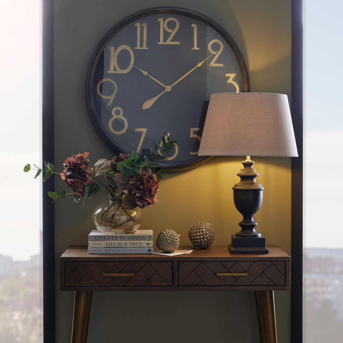 Sewingshields Brass and Black Wall Clock