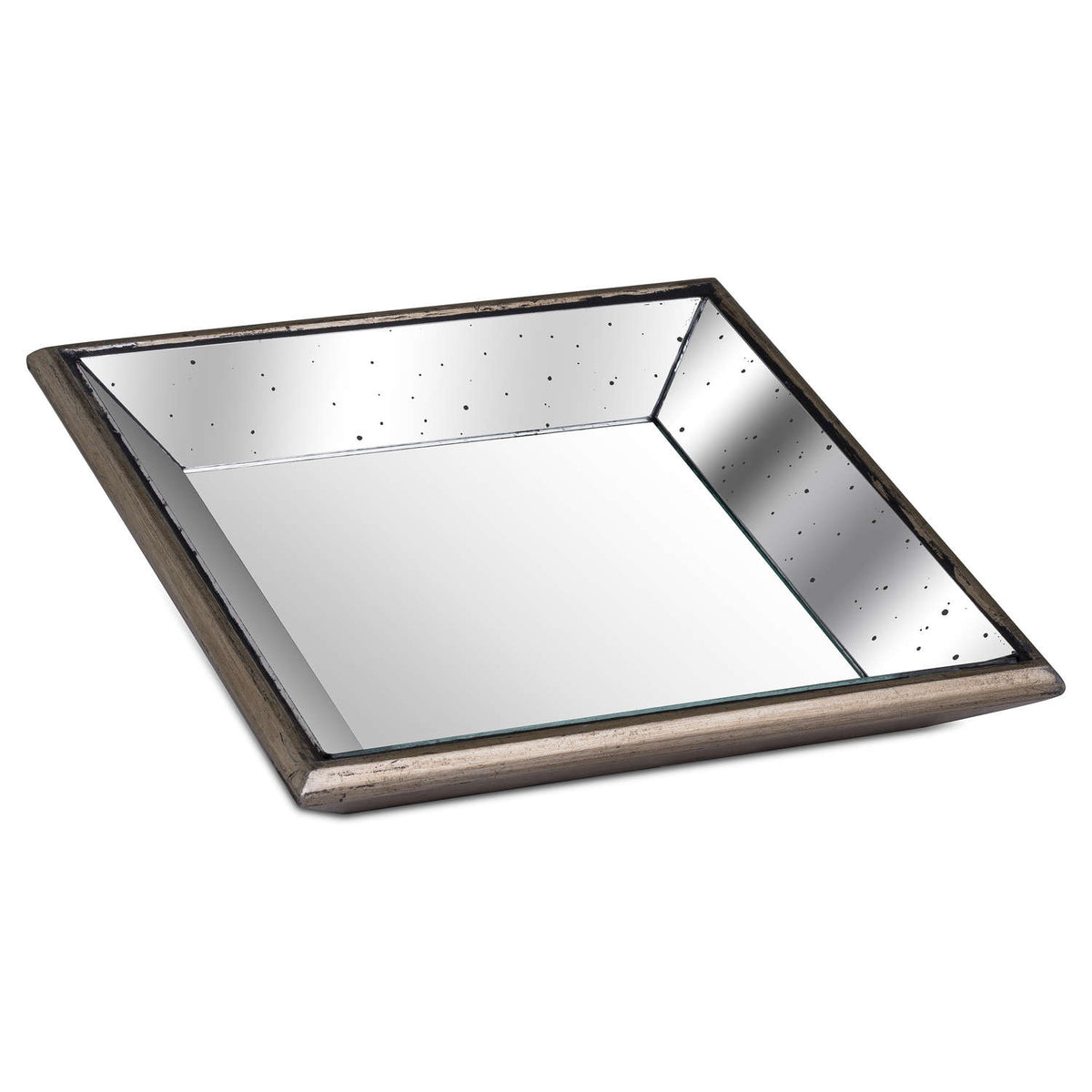 Rowfoot Small Square Distressed Mirrored Tray