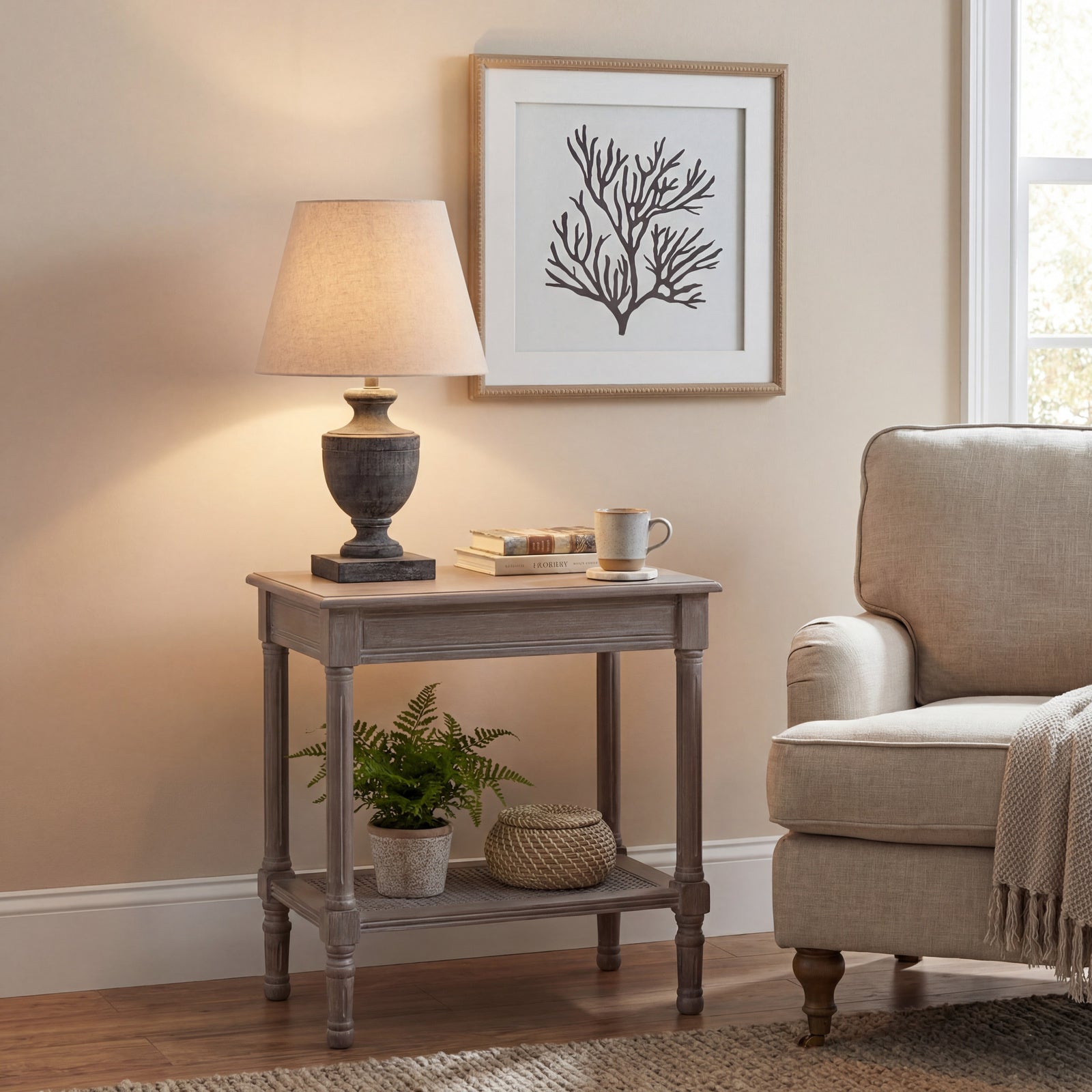 Druridge Wooden Urn Table Lamp