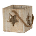 Washed Wood Large Star Tealight Candle Holder