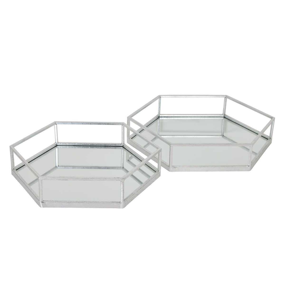 Duddo Silver Hexagon Set of Two Trays