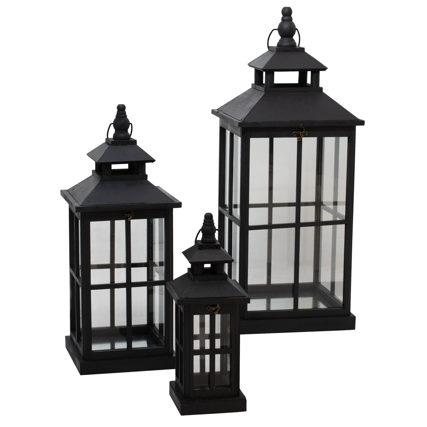 Langley Black Window Lanterns Set