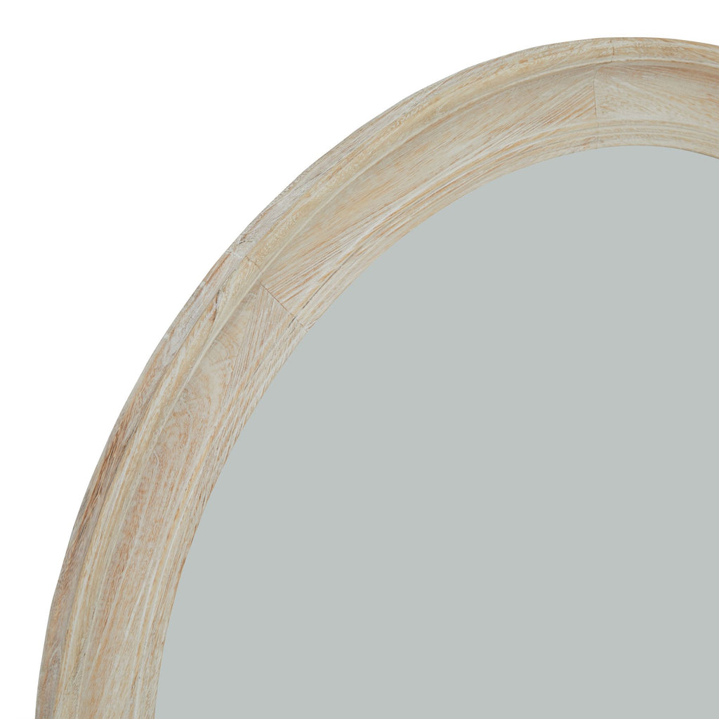 Bebside Large Washed Wood Round Mirror