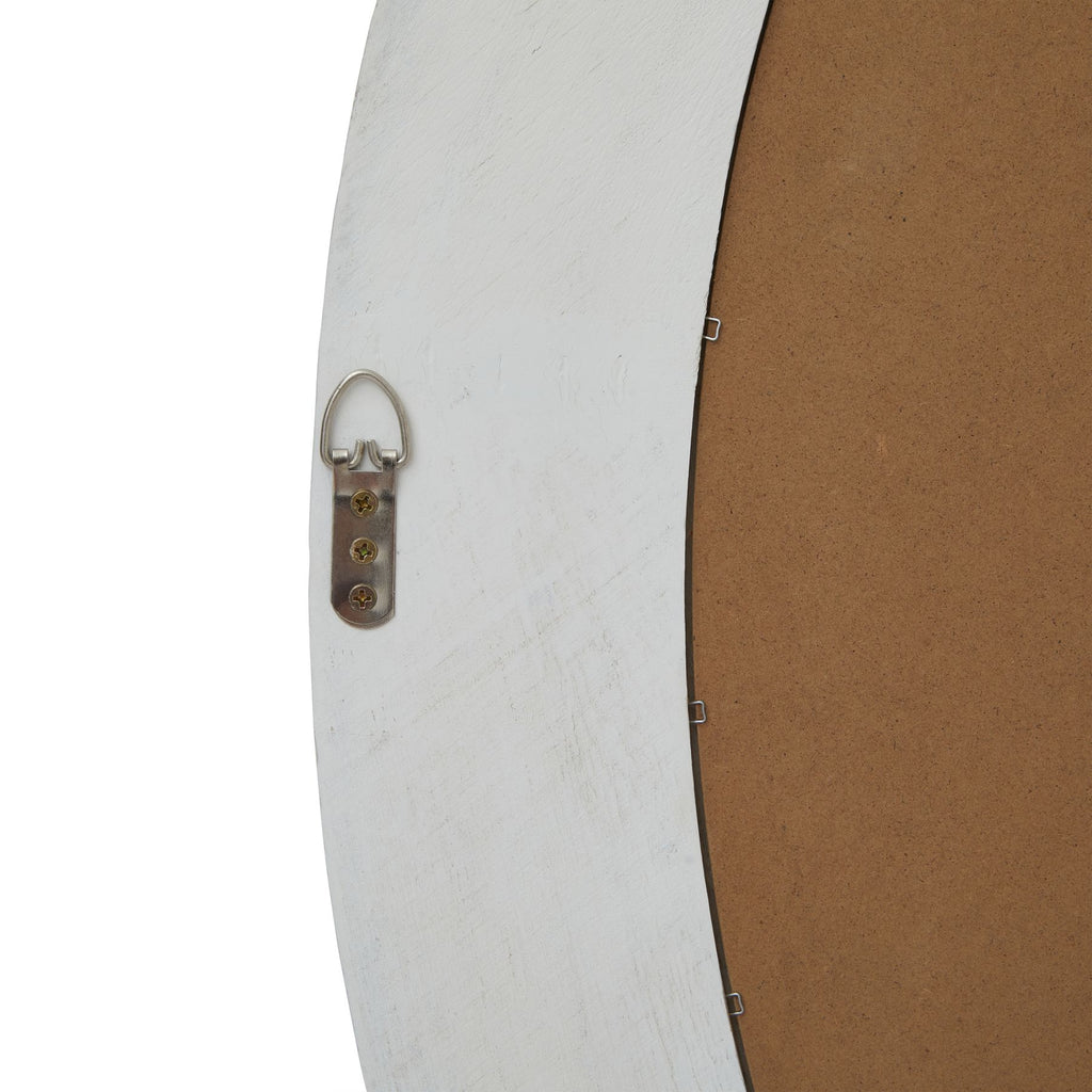 Bebside Large Washed Wood Round Mirror