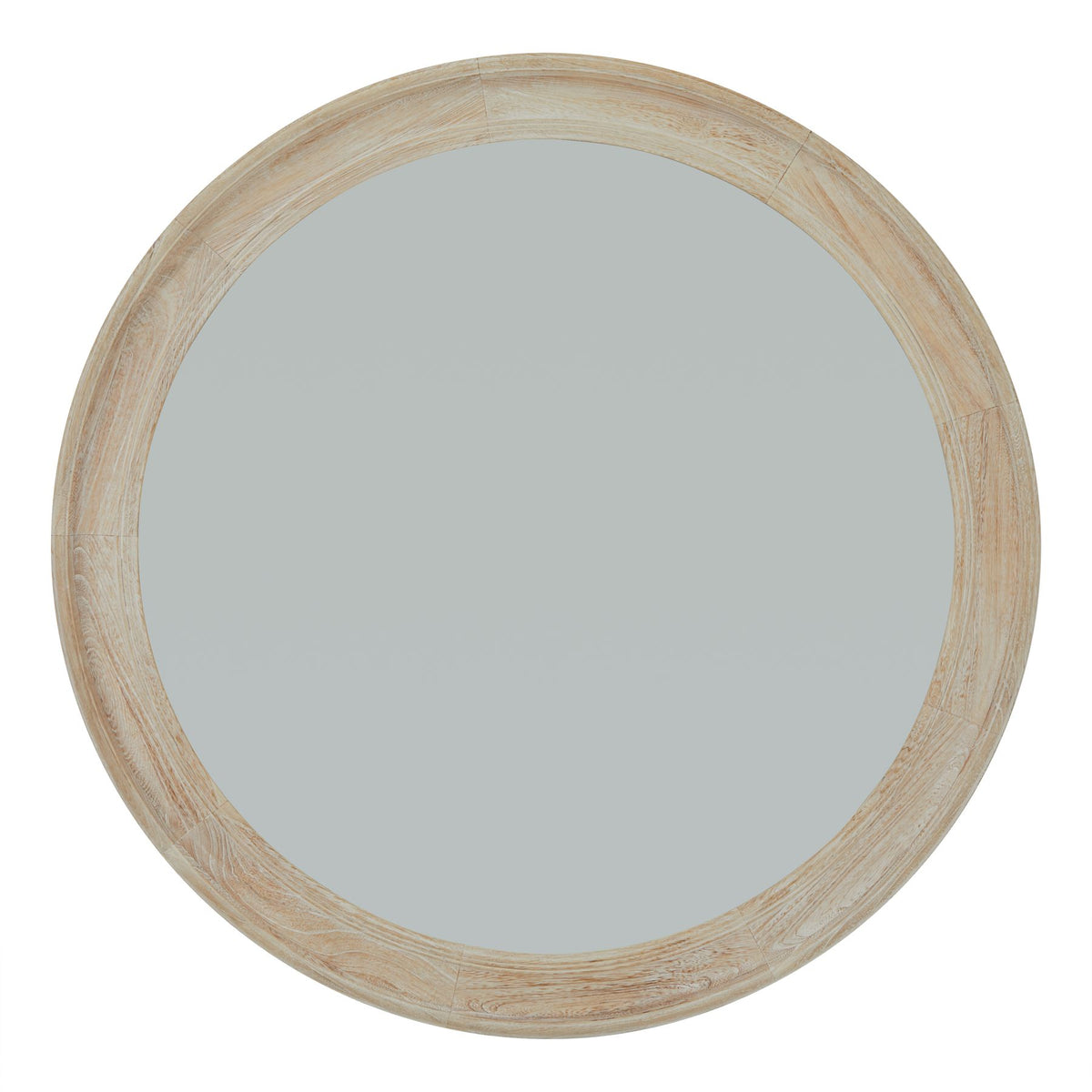 Bebside Large Washed Wood Round Mirror