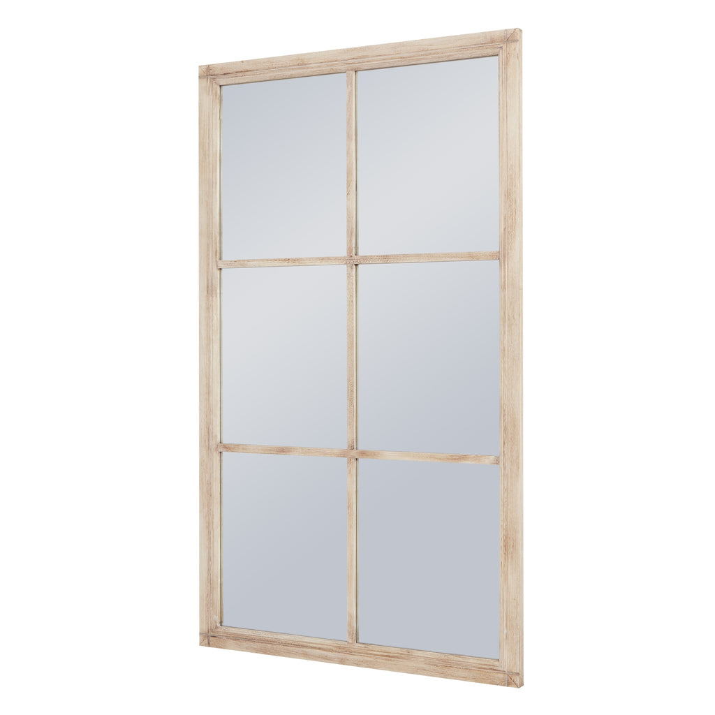 Benthall Large Washed Wood Window Mirror