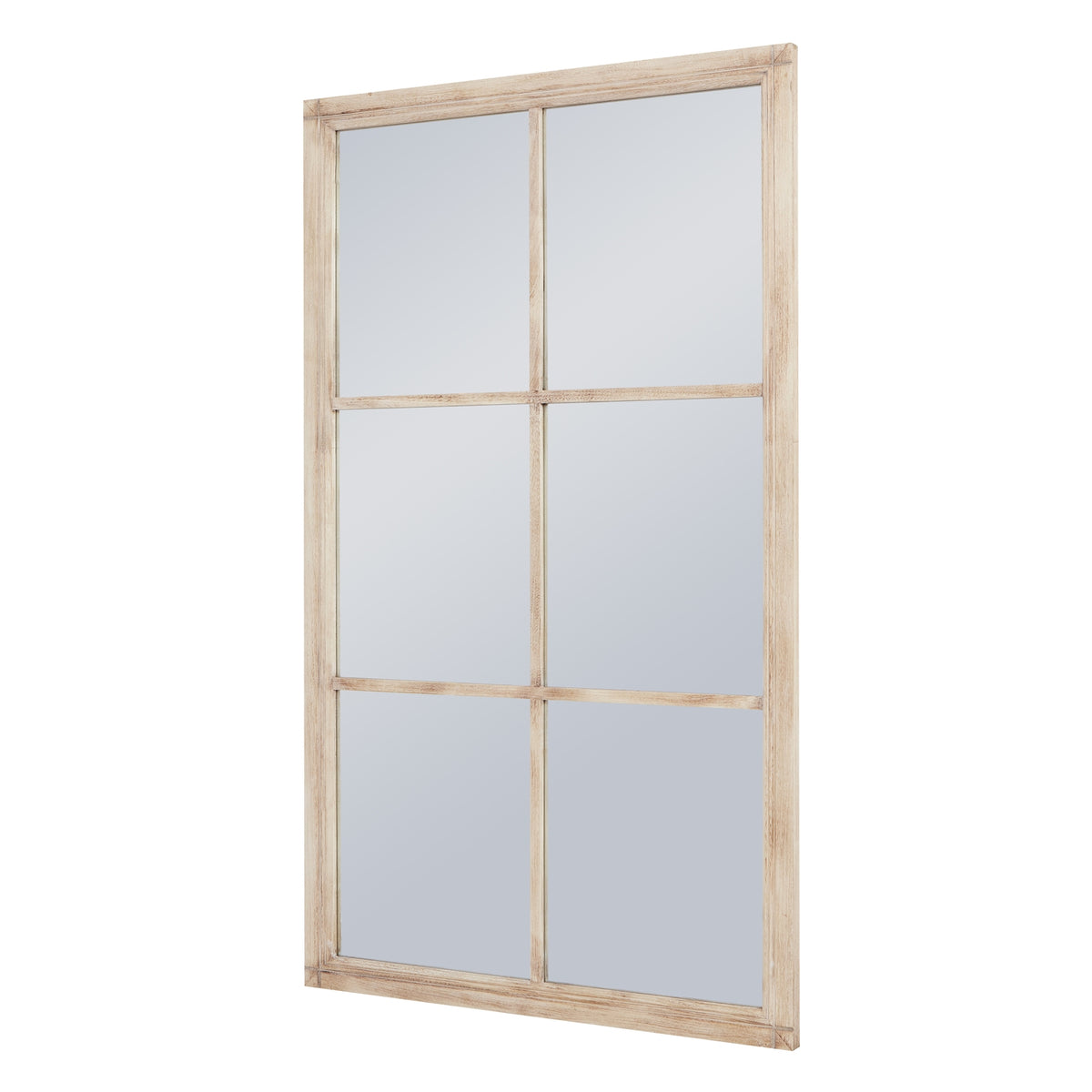 Benthall Large Washed Wood Window Mirror