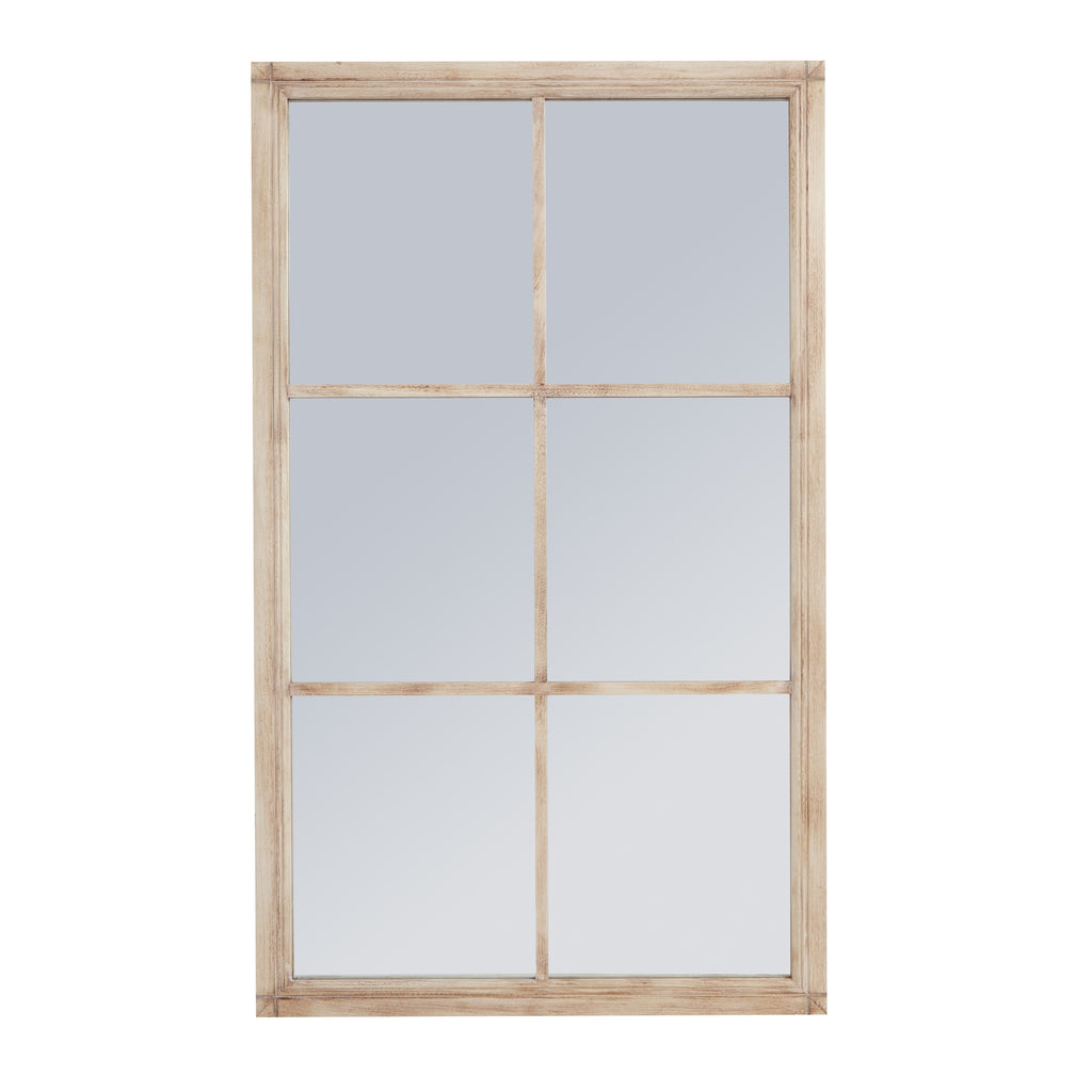 Benthall Large Washed Wood Window Mirror