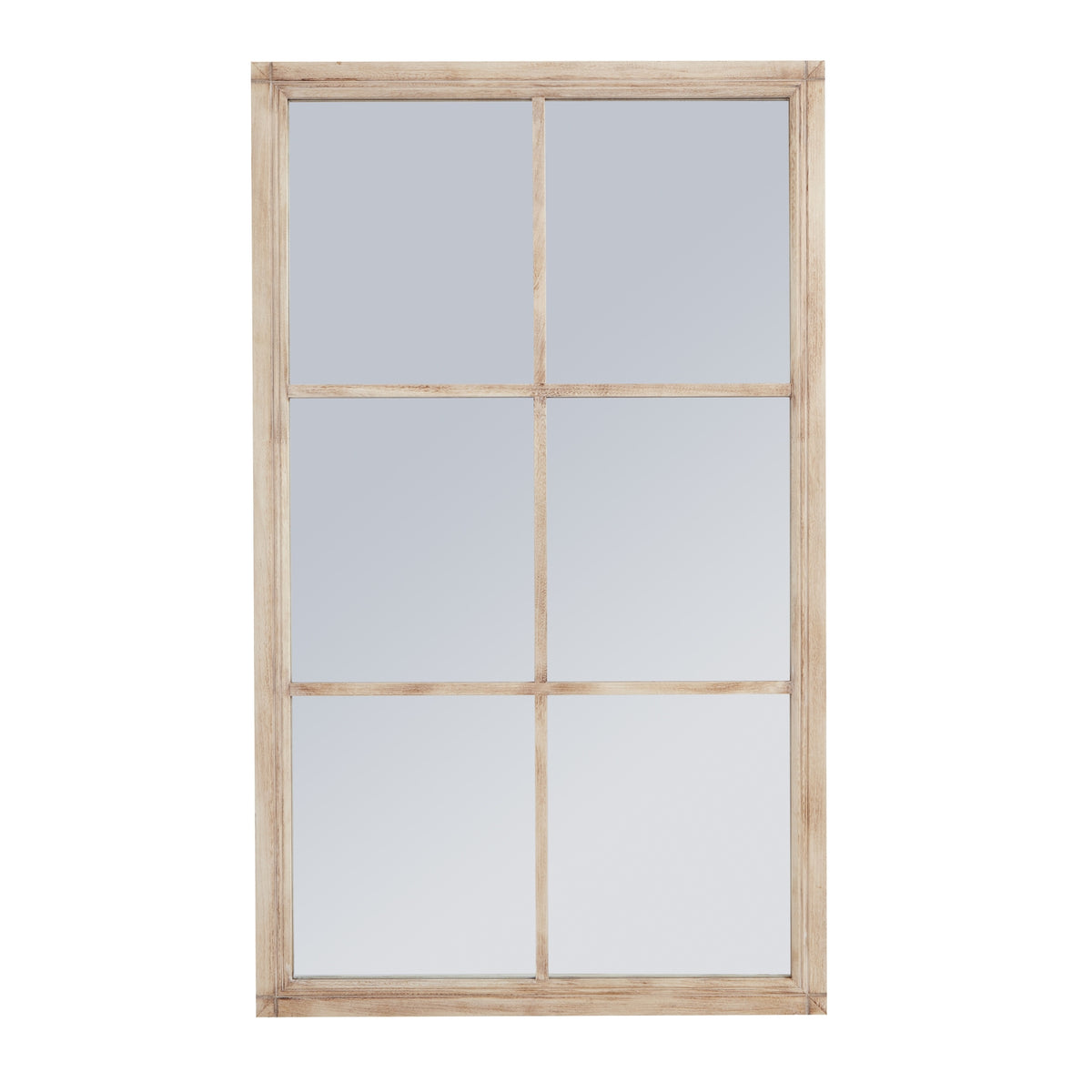 Benthall Large Washed Wood Window Mirror