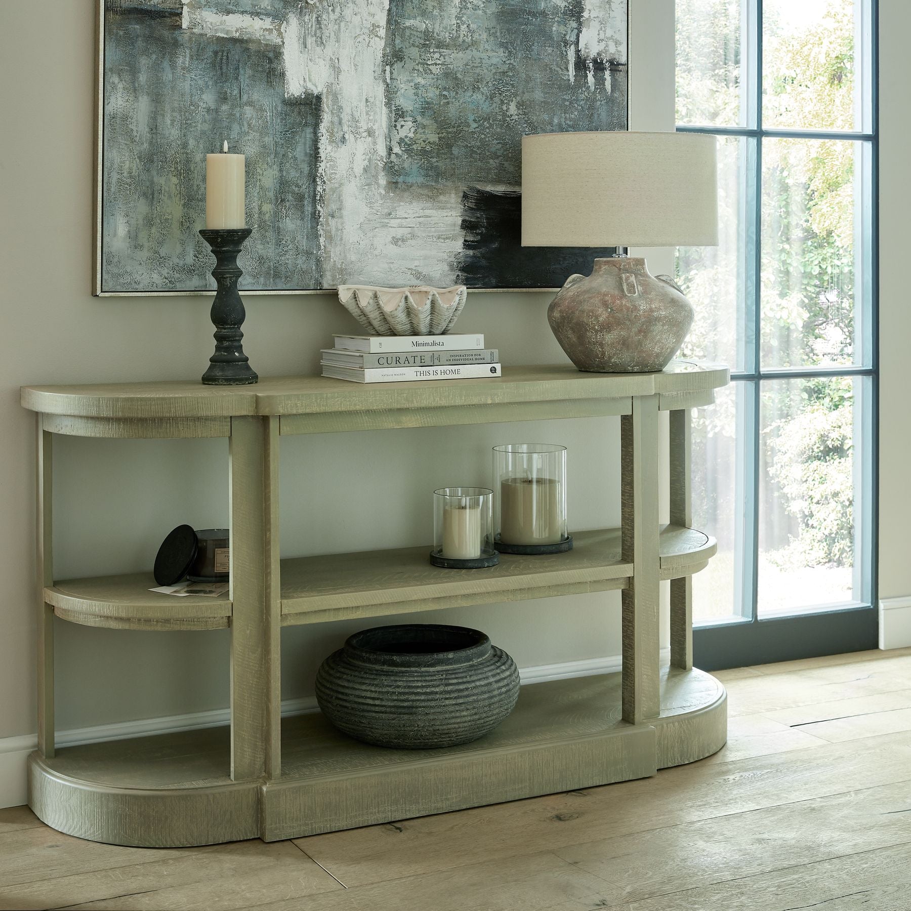 Alnmouth Grey Glass Hurricane Lantern