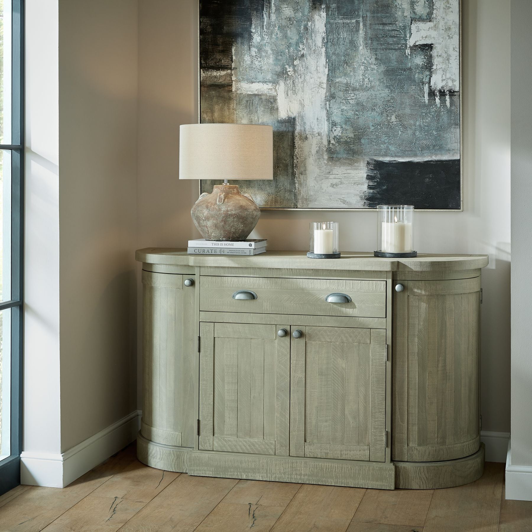 Alnmouth Grey Glass Hurricane Lantern