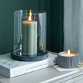 Alnmouth Grey Glass Hurricane Lantern