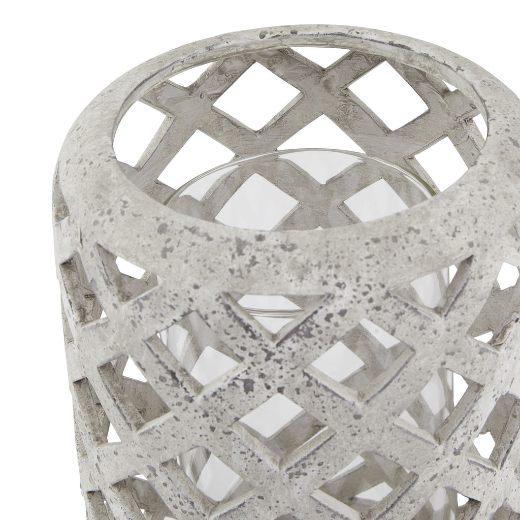 Ulgham Stone-Effect Hurricane Lantern