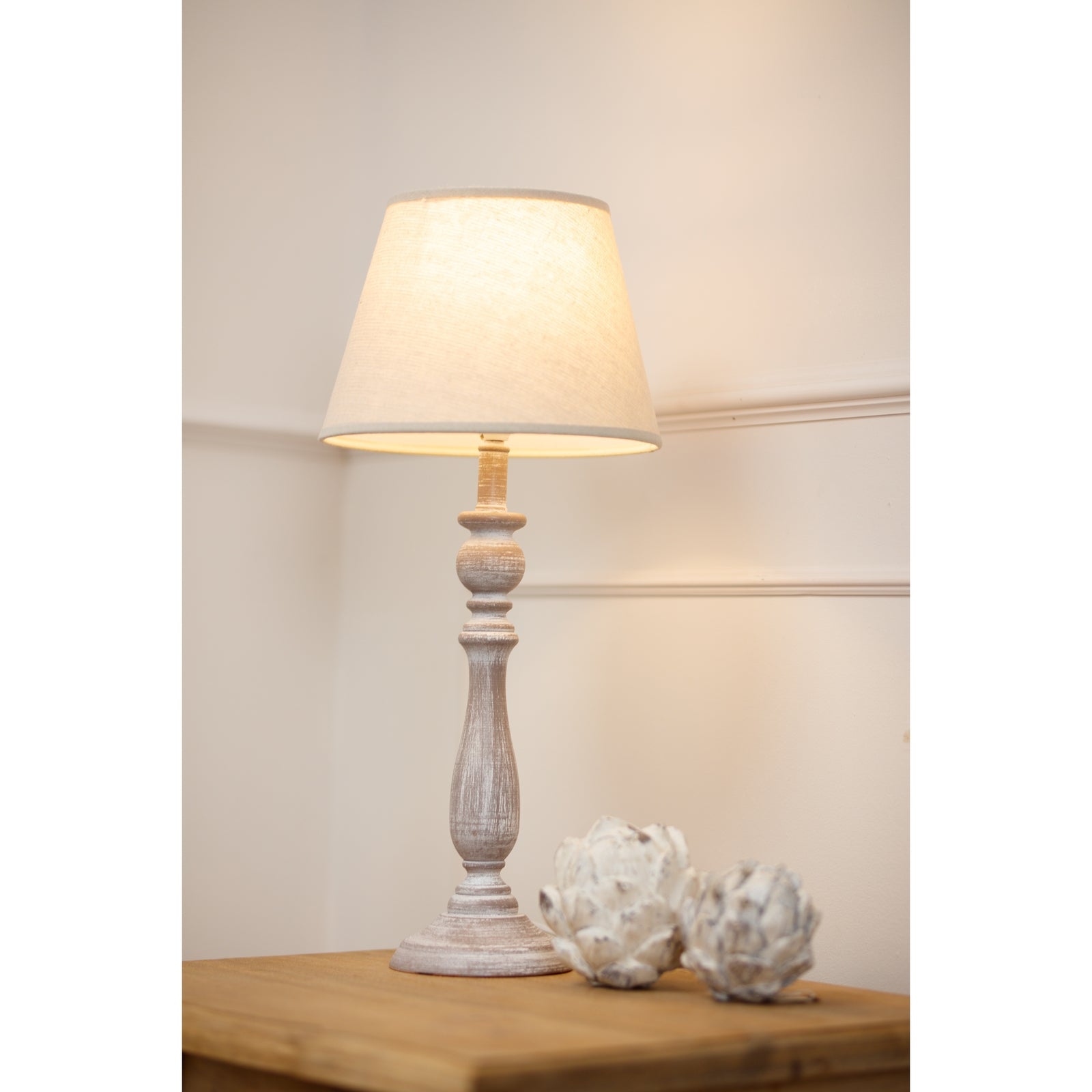 Lucker Carved Wood Table Lamp