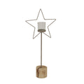 Cheswick Rustic Star Candle Holder On Wood Stand
