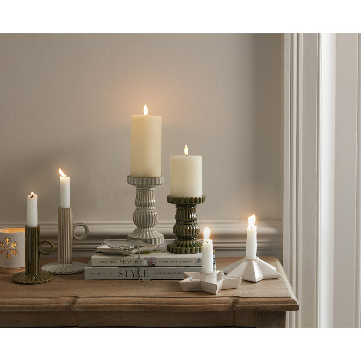 Alora Ceramic Taper Candle Holder With Handle
