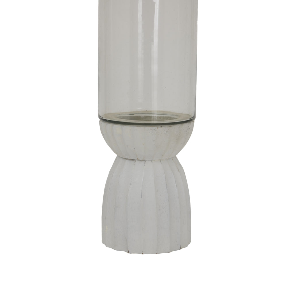 Clennell White Carved Hurricane Lantern