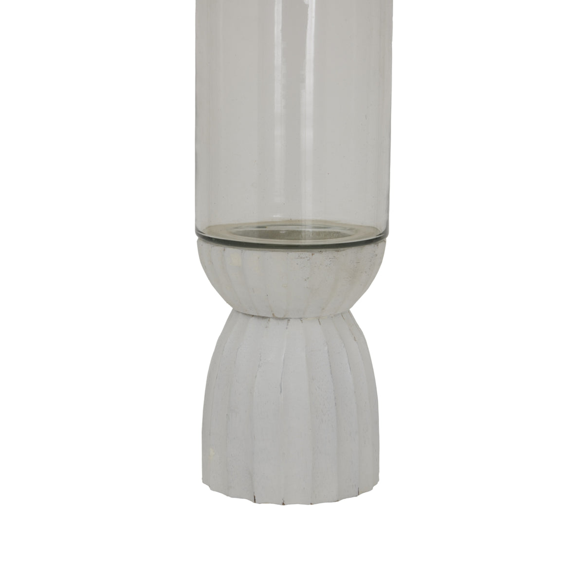 Clennell White Carved Hurricane Lantern