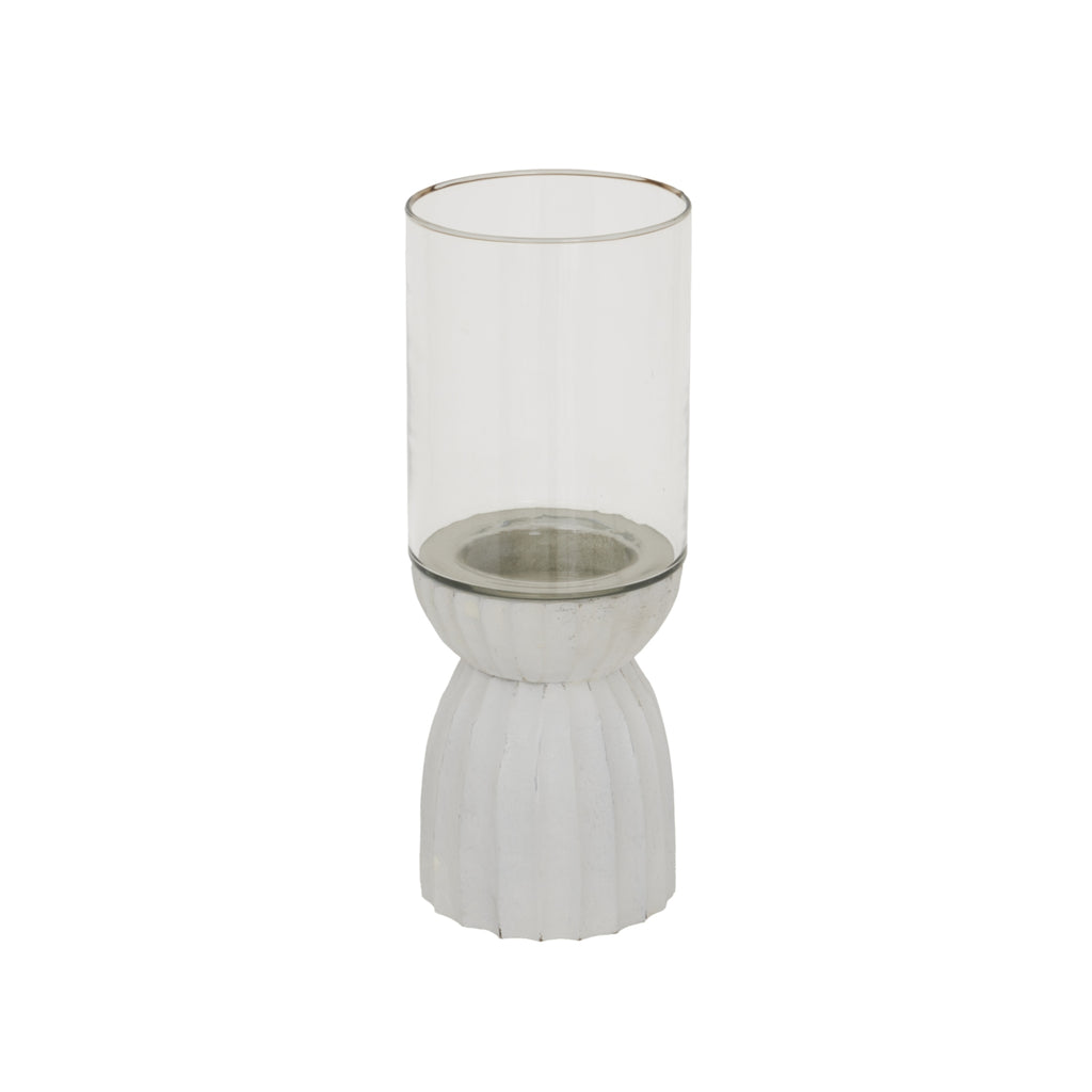 Clennell White Carved Hurricane Lantern