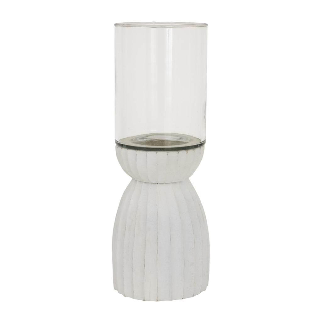 Coalcleugh Large White Carved Hurricane Lantern