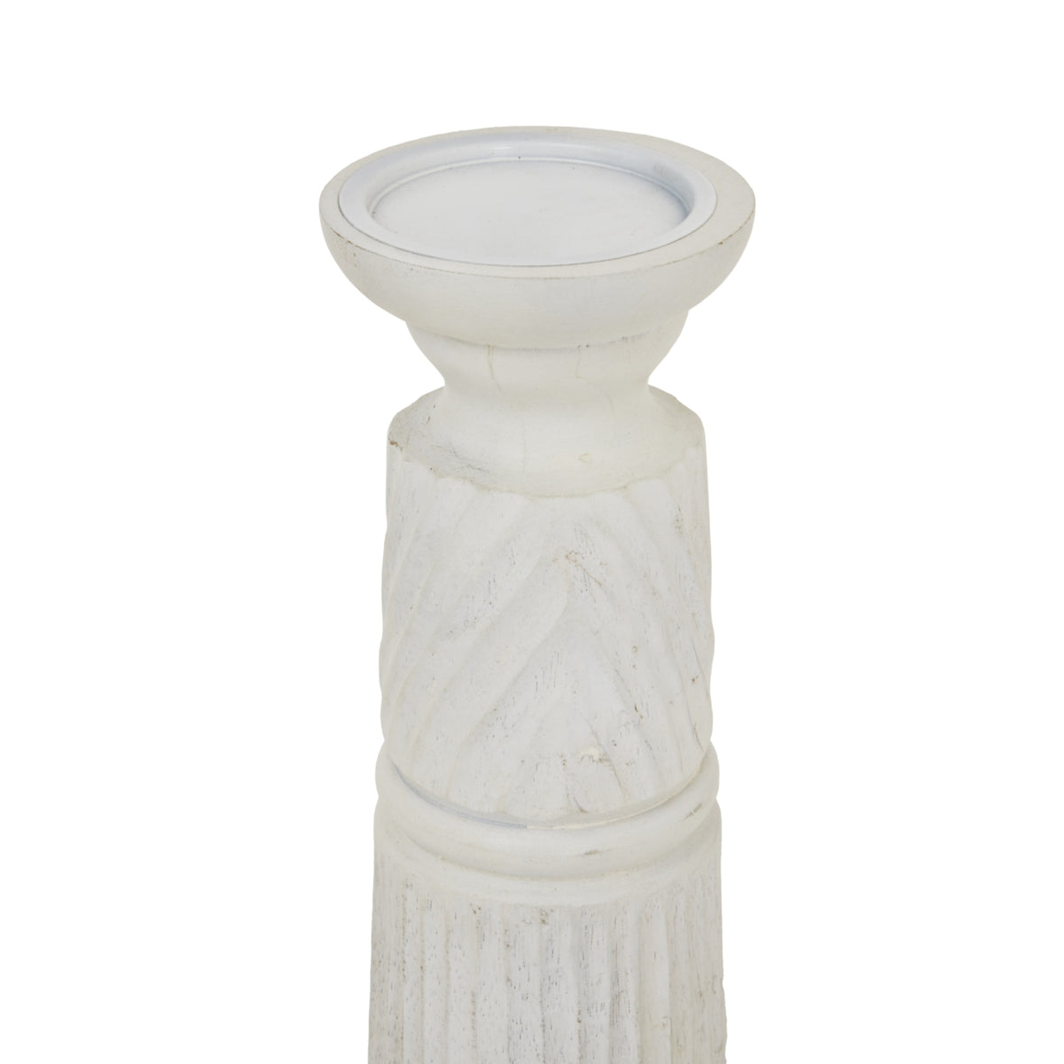 Collingwood Medium White Carved Candle Holder