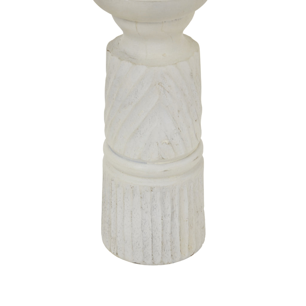 Collingwood Medium White Carved Candle Holder