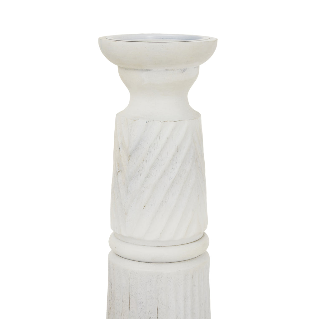 Coupland Large White Carved Candle Holder