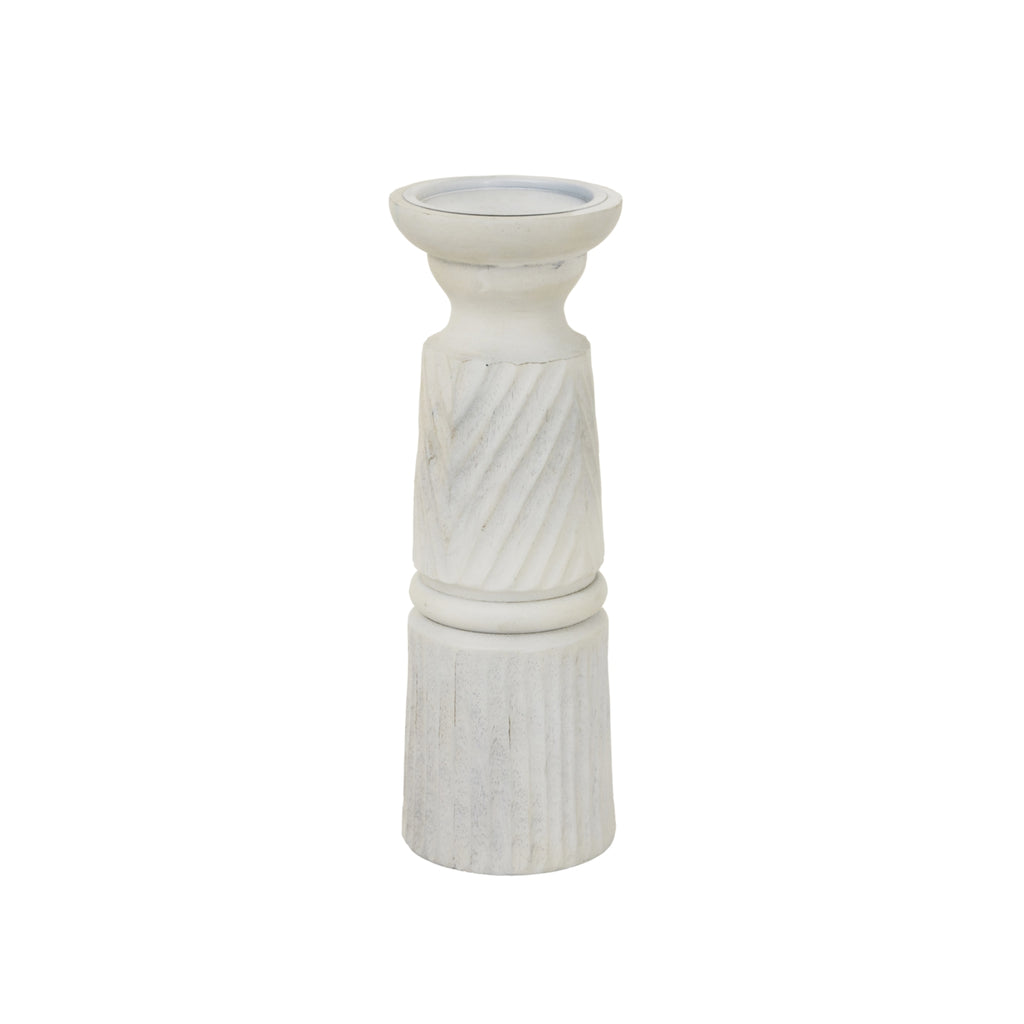 Coupland Large White Carved Candle Holder
