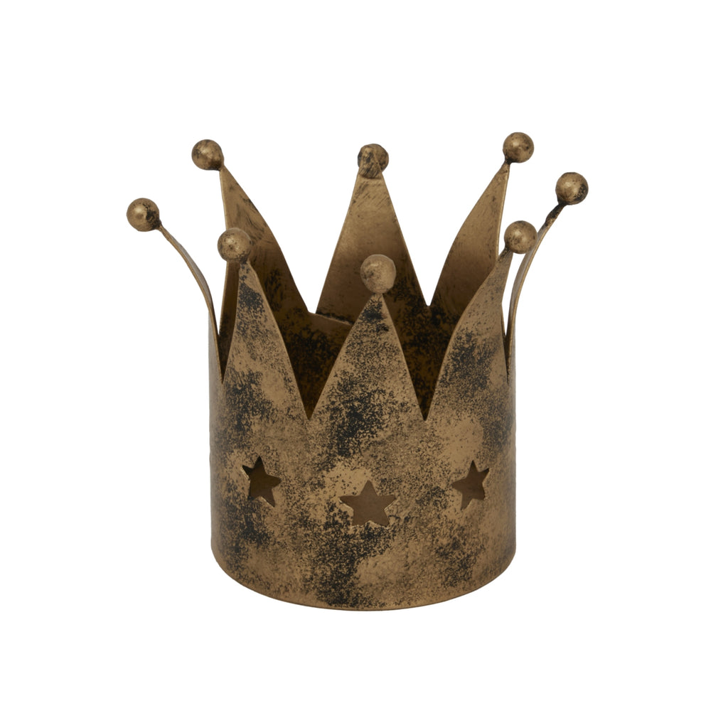 Antique Gold Crown Tealight Holder