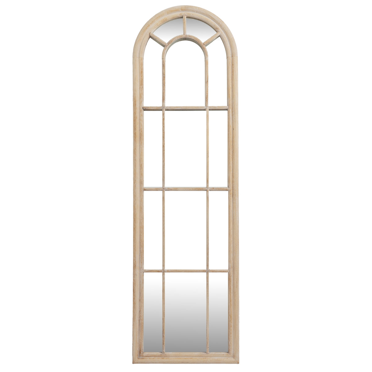 Eshott Tall Arched Washed Wood Window Mirror